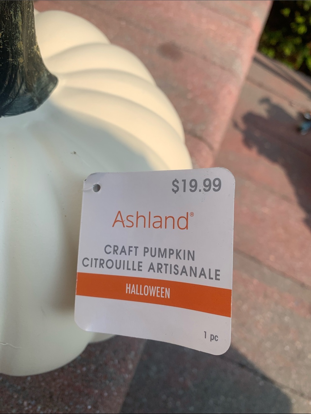 π- Ashland Cream Decorative Pumpkin with Gold Destressed Stem Med Size - Picture 2 of 7